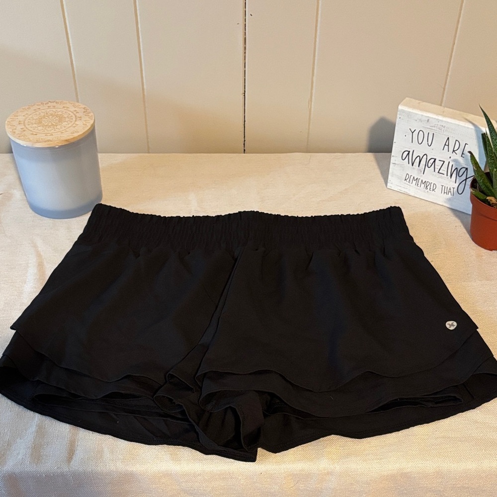 RBX Black Layered Women’s Athletic Shorts